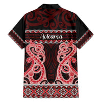 Kia Ora New Zealand Family Matching Tank Maxi Dress and Hawaiian Shirt Maori Language Week Whero Taniko Motif LT14 - Polynesian Pride