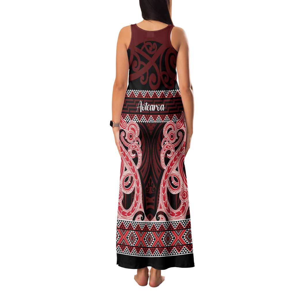 Kia Ora New Zealand Family Matching Tank Maxi Dress and Hawaiian Shirt Maori Language Week Whero Taniko Motif LT14 - Polynesian Pride