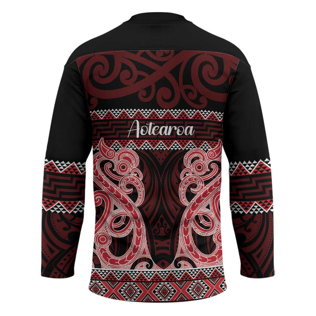 Kia Ora New Zealand Hockey Jersey Maori Language Week Whero Taniko Motif - Polynesian Pride