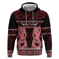 Kia Ora New Zealand Hoodie Maori Language Week Whero Taniko Motif LT14 Pullover Hoodie Red - Polynesian Pride