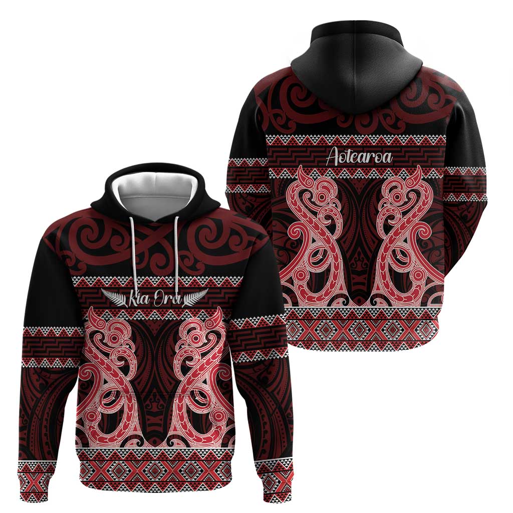 Kia Ora New Zealand Hoodie Maori Language Week Whero Taniko Motif LT14 - Polynesian Pride
