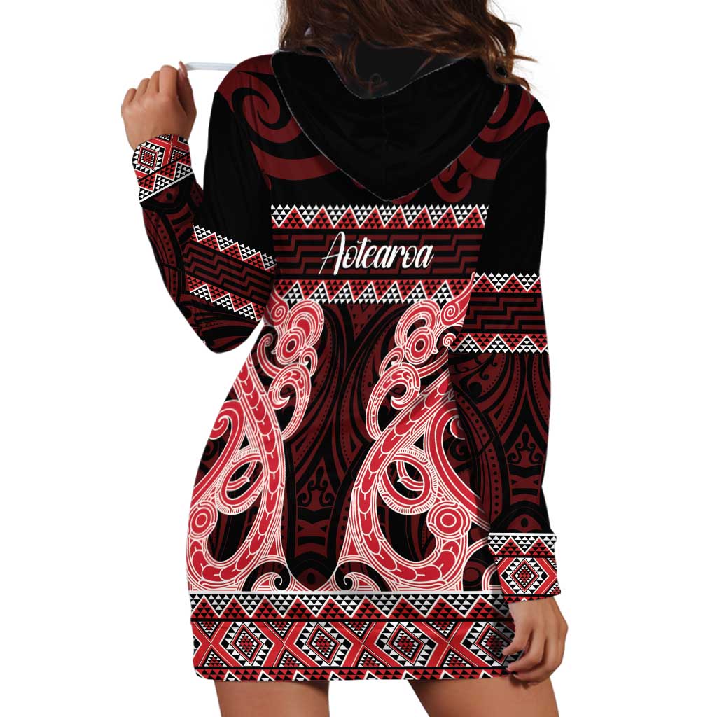 Kia Ora New Zealand Hoodie Dress Maori Language Week Whero Taniko Motif LT14 - Polynesian Pride