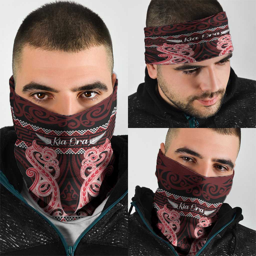 Kia Ora New Zealand Neck Gaiter Maori Language Week Whero Taniko Motif - Polynesian Pride
