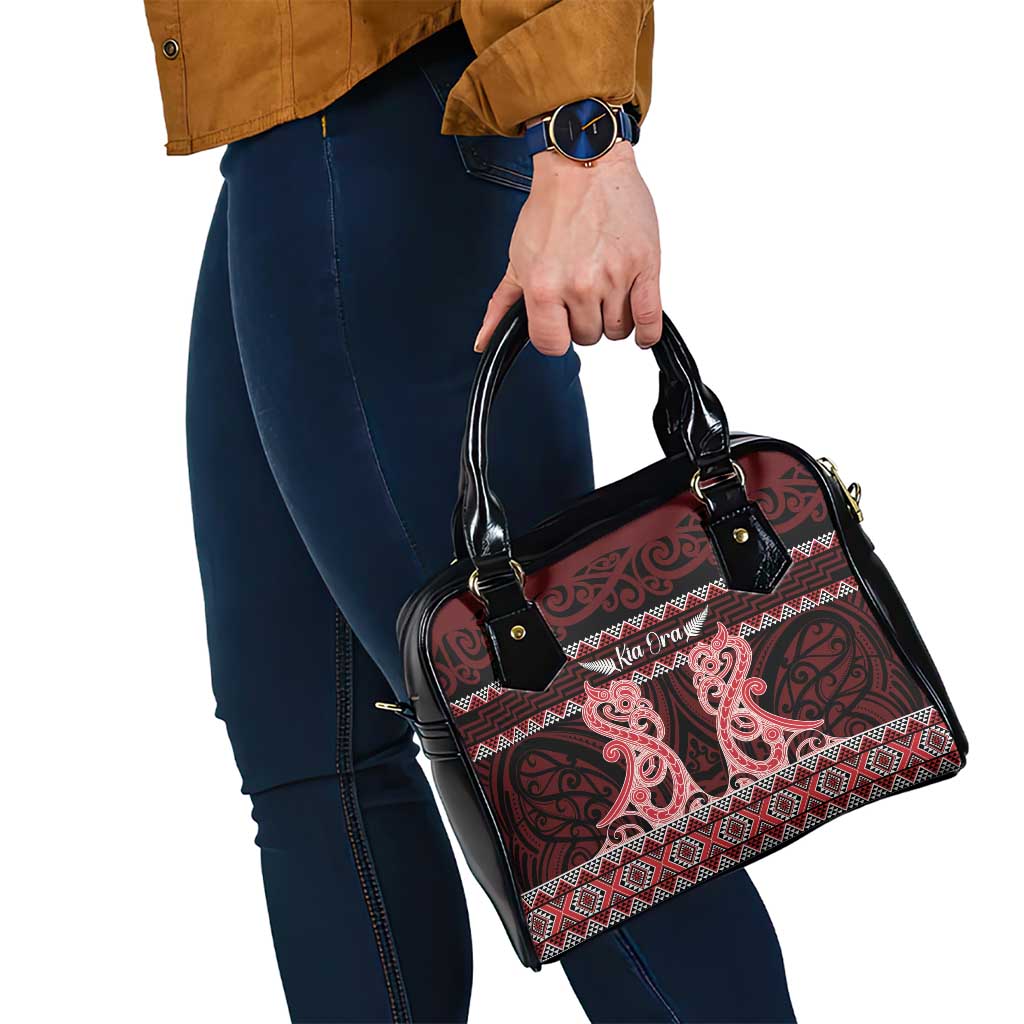 Kia Ora New Zealand Shoulder Handbag Maori Language Week Whero Taniko Motif - Polynesian Pride