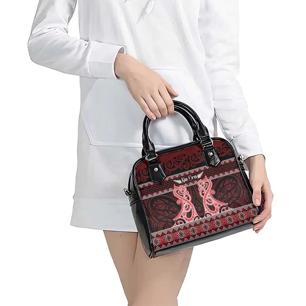 Kia Ora New Zealand Shoulder Handbag Maori Language Week Whero Taniko Motif - Polynesian Pride