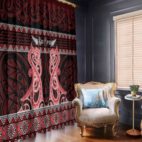 Kia Ora New Zealand Window Curtain Maori Language Week Whero Taniko Motif - Polynesian Pride