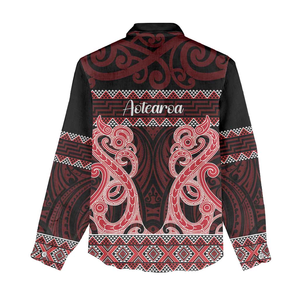 Kia Ora New Zealand Women Casual Shirt Maori Language Week Whero Taniko Motif LT14 - Polynesian Pride