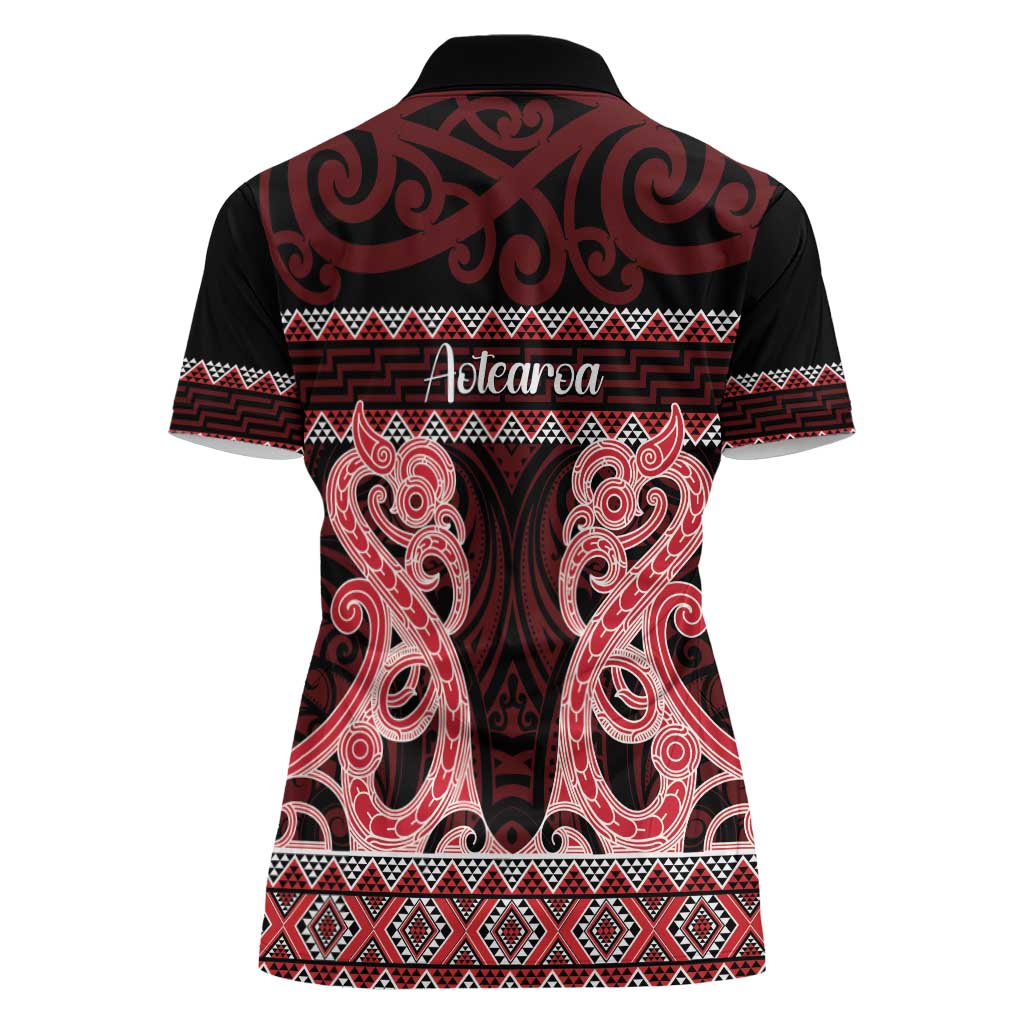 Kia Ora New Zealand Women Polo Shirt Maori Language Week Whero Taniko Motif LT14 - Polynesian Pride