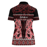 Kia Ora New Zealand Women Polo Shirt Maori Language Week Whero Taniko Motif LT14 - Polynesian Pride