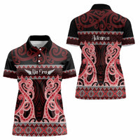 Kia Ora New Zealand Women Polo Shirt Maori Language Week Whero Taniko Motif LT14 - Polynesian Pride