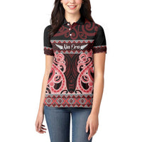 Kia Ora New Zealand Women Polo Shirt Maori Language Week Whero Taniko Motif LT14 - Polynesian Pride