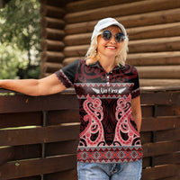 Kia Ora New Zealand Women Polo Shirt Maori Language Week Whero Taniko Motif LT14 - Polynesian Pride
