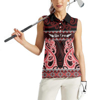 Kia Ora New Zealand Women Sleeveless Polo Shirt Maori Language Week Whero Taniko Motif LT14 - Polynesian Pride
