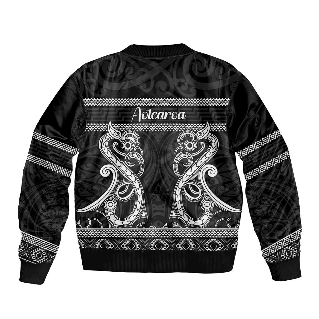 Kia Ora New Zealand Bomber Jacket Maori Language Week Pango Taniko Motif - Polynesian Pride