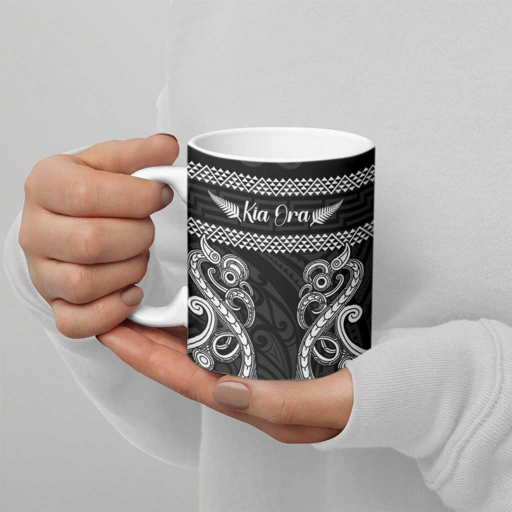 Kia Ora New Zealand Ceramic Mug Maori Language Week Pango Taniko Motif - Polynesian Pride