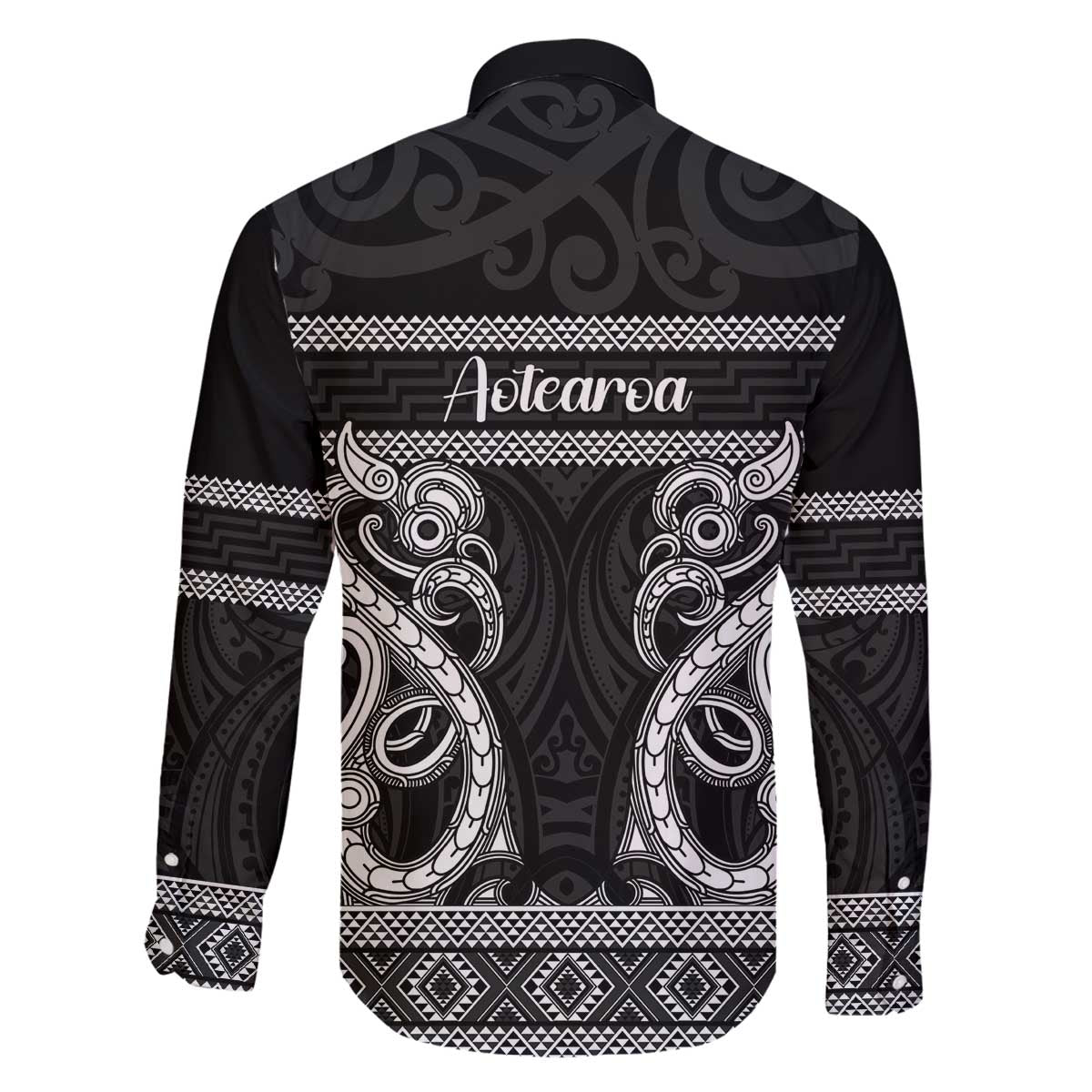 Kia Ora New Zealand Family Matching Off The Shoulder Long Sleeve Dress and Hawaiian Shirt Maori Language Week Pango Taniko Motif LT14 - Polynesian Pride