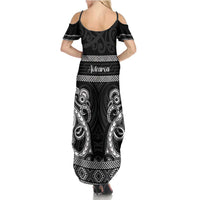 Kia Ora New Zealand Family Matching Summer Maxi Dress and Hawaiian Shirt Maori Language Week Pango Taniko Motif LT14 - Polynesian Pride