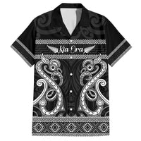 Kia Ora New Zealand Family Matching Tank Maxi Dress and Hawaiian Shirt Maori Language Week Pango Taniko Motif LT14 Dad's Shirt - Short Sleeve Black - Polynesian Pride