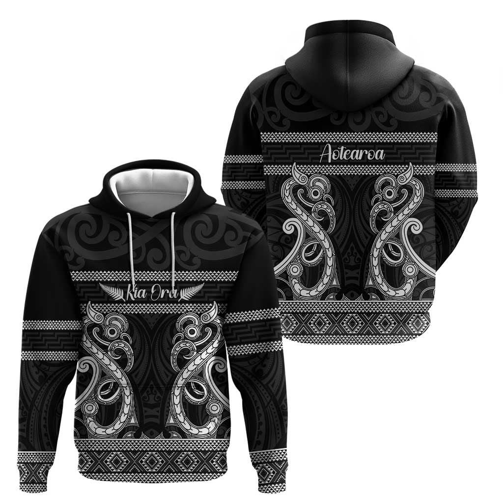 Kia Ora New Zealand Hoodie Maori Language Week Pango Taniko Motif - Polynesian Pride