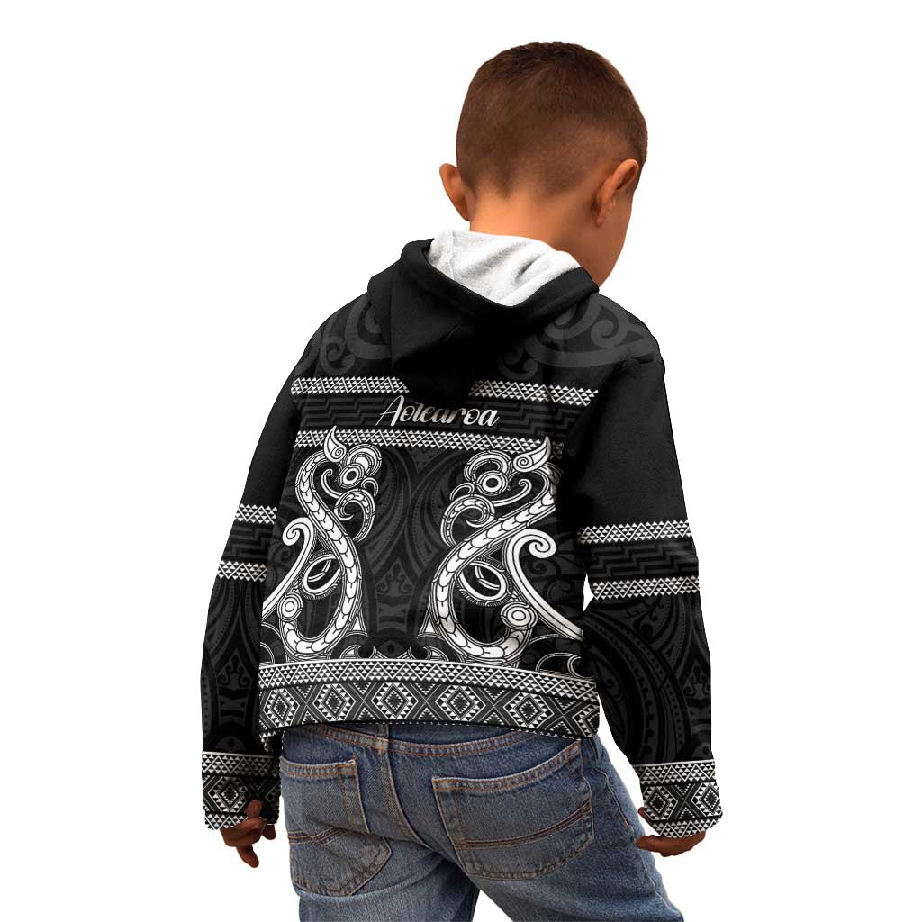 Kia Ora New Zealand Kid Hoodie Maori Language Week Pango Taniko Motif - Polynesian Pride