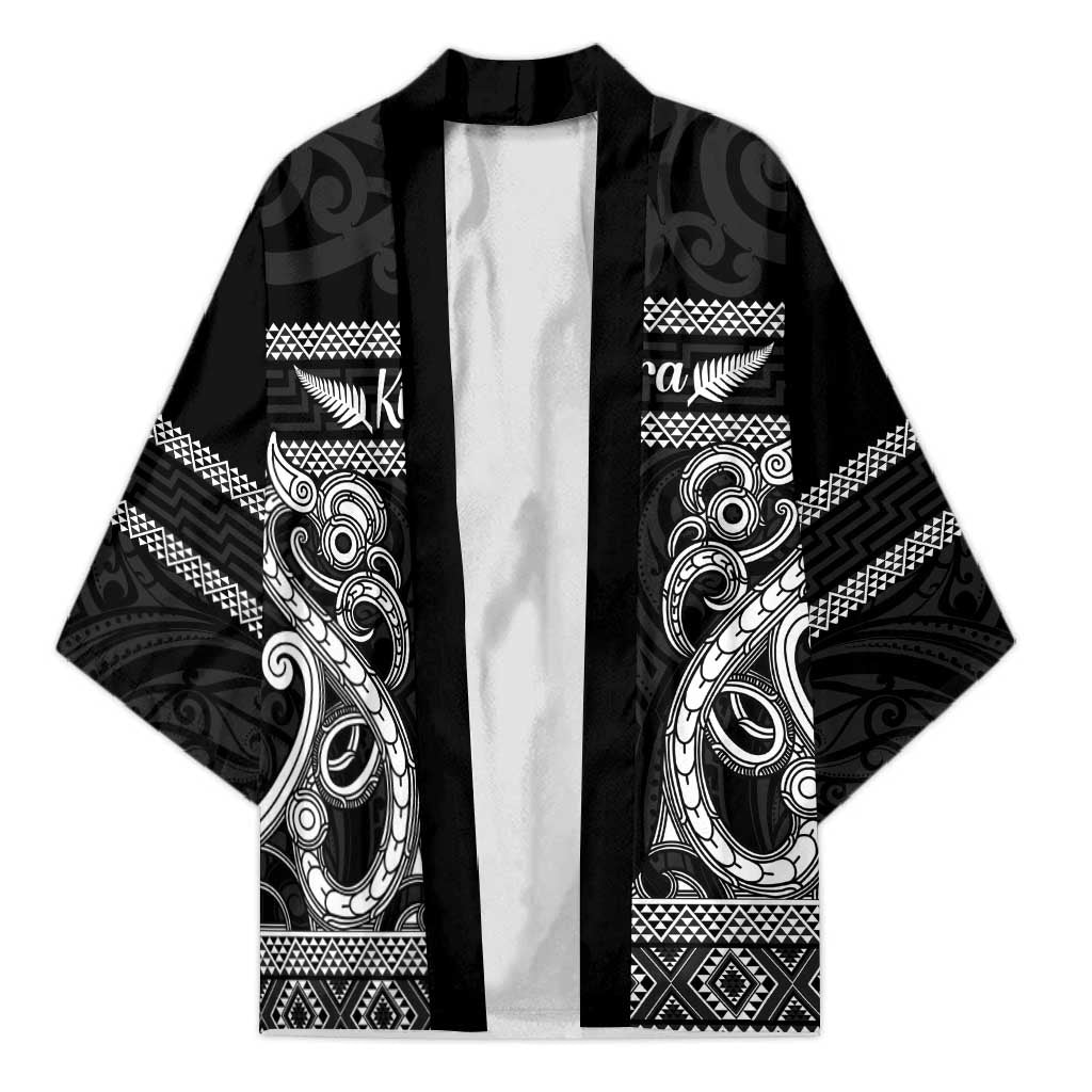 Kia Ora New Zealand Kimono Maori Language Week Pango Taniko Motif LT14 Unisex Black - Polynesian Pride