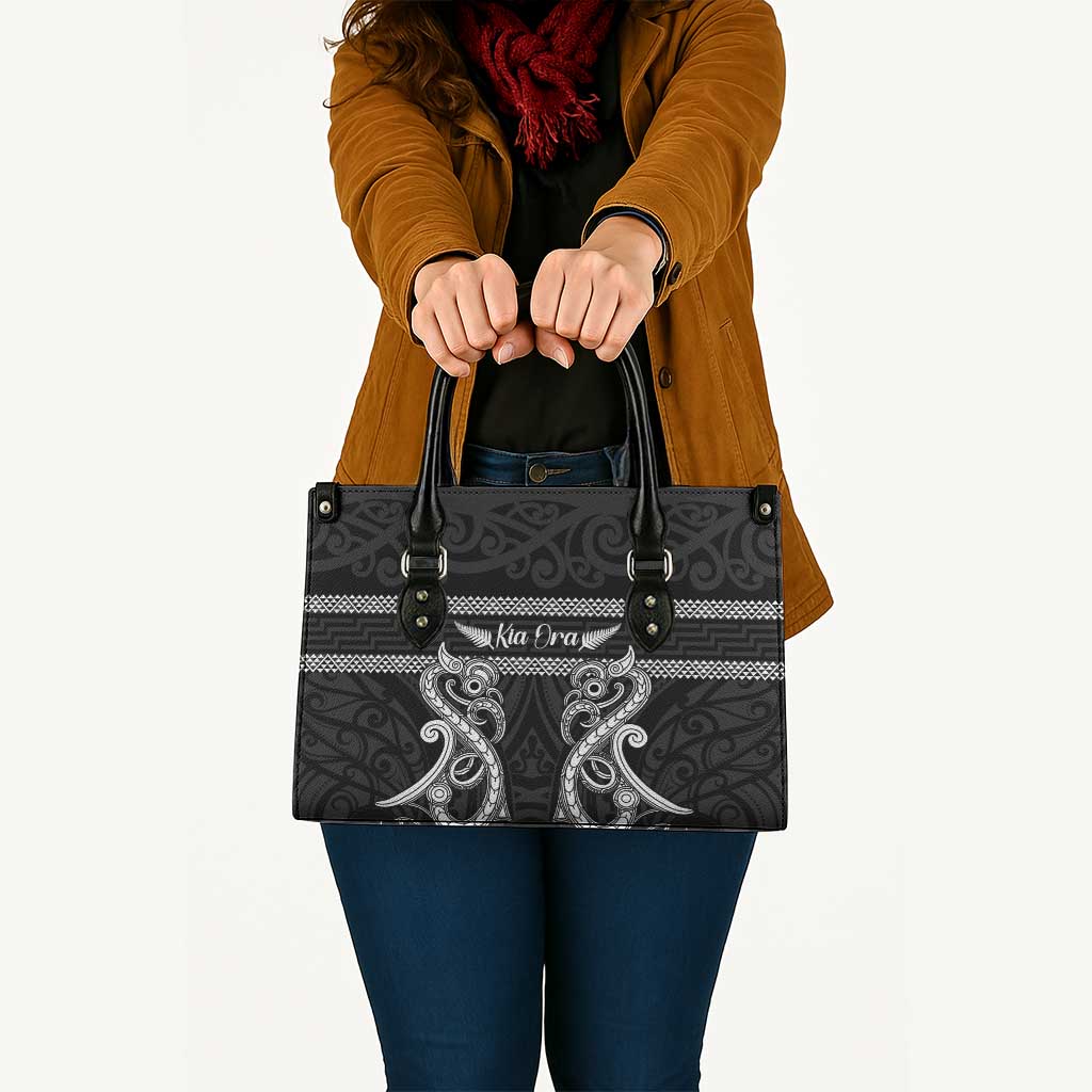 Kia Ora New Zealand Leather Bag Maori Language Week Pango Taniko Motif - Polynesian Pride