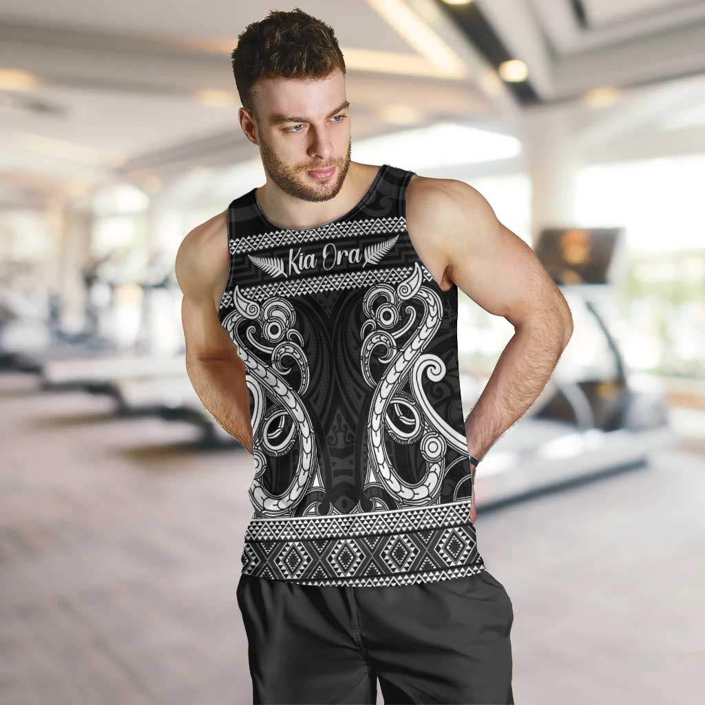 Kia Ora New Zealand Men Tank Top Maori Language Week Pango Taniko Motif - Polynesian Pride