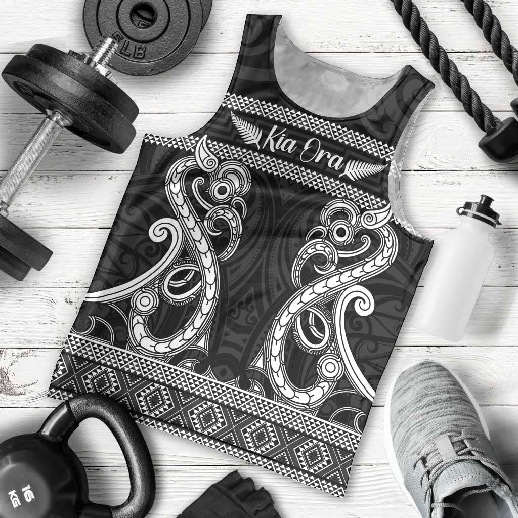 Kia Ora New Zealand Men Tank Top Maori Language Week Pango Taniko Motif - Polynesian Pride