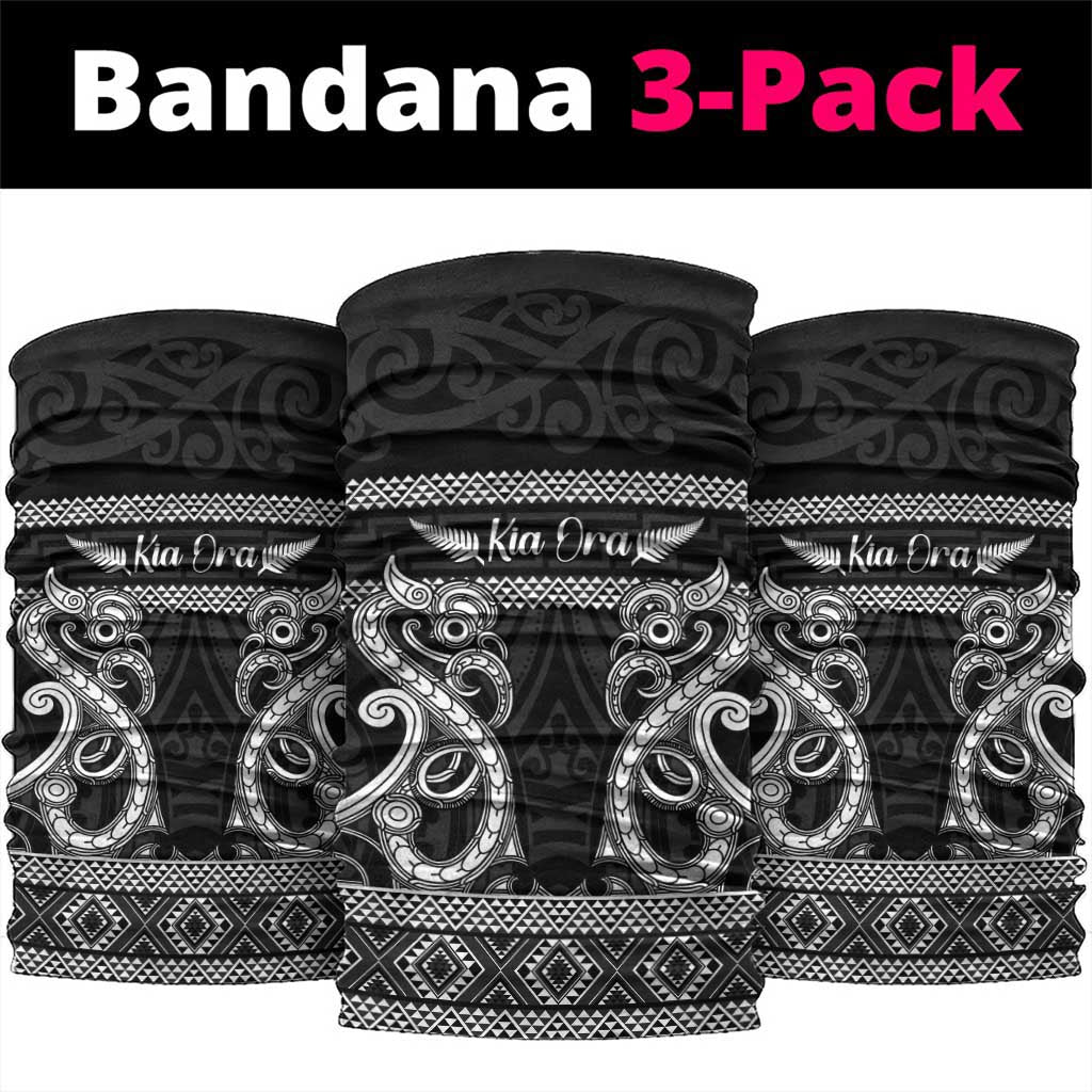Kia Ora New Zealand Neck Gaiter Maori Language Week Pango Taniko Motif LT14 package One Size: 25*50cm Black - Polynesian Pride