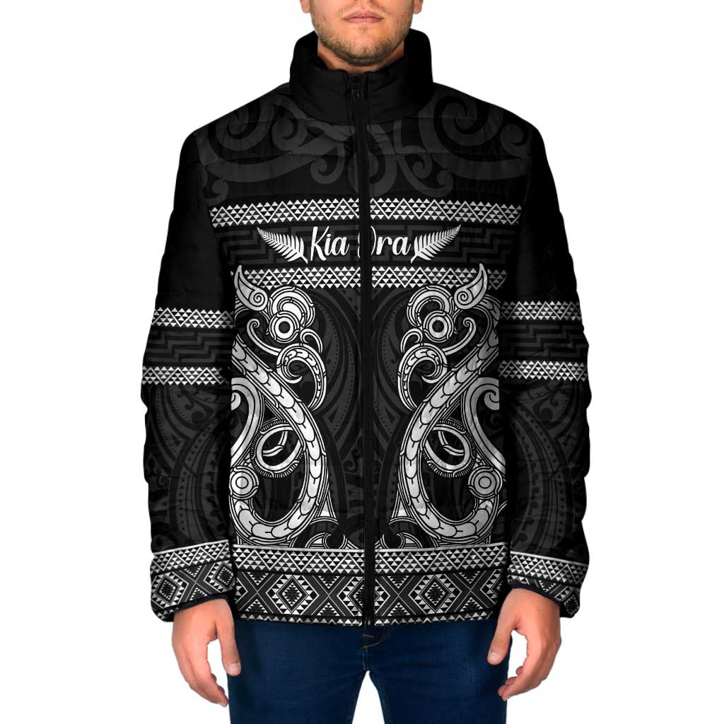 Kia Ora New Zealand Padded Jacket Maori Language Week Pango Taniko Motif - Polynesian Pride