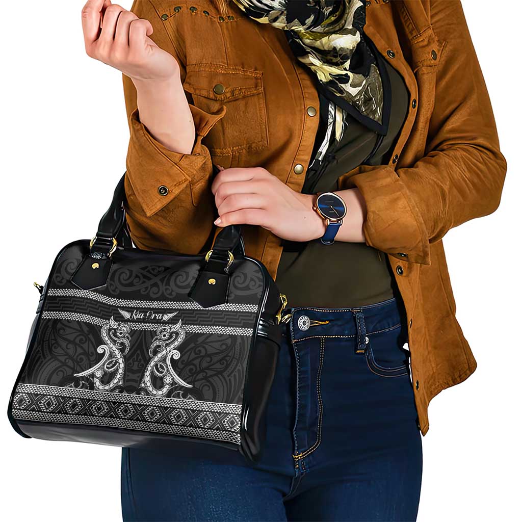 Kia Ora New Zealand Shoulder Handbag Maori Language Week Pango Taniko Motif - Polynesian Pride