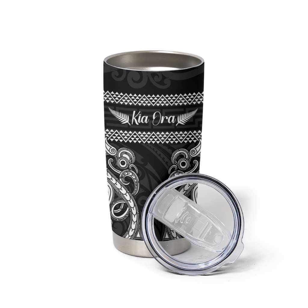 Kia Ora New Zealand Tumbler Cup Maori Language Week Pango Taniko Motif - Polynesian Pride