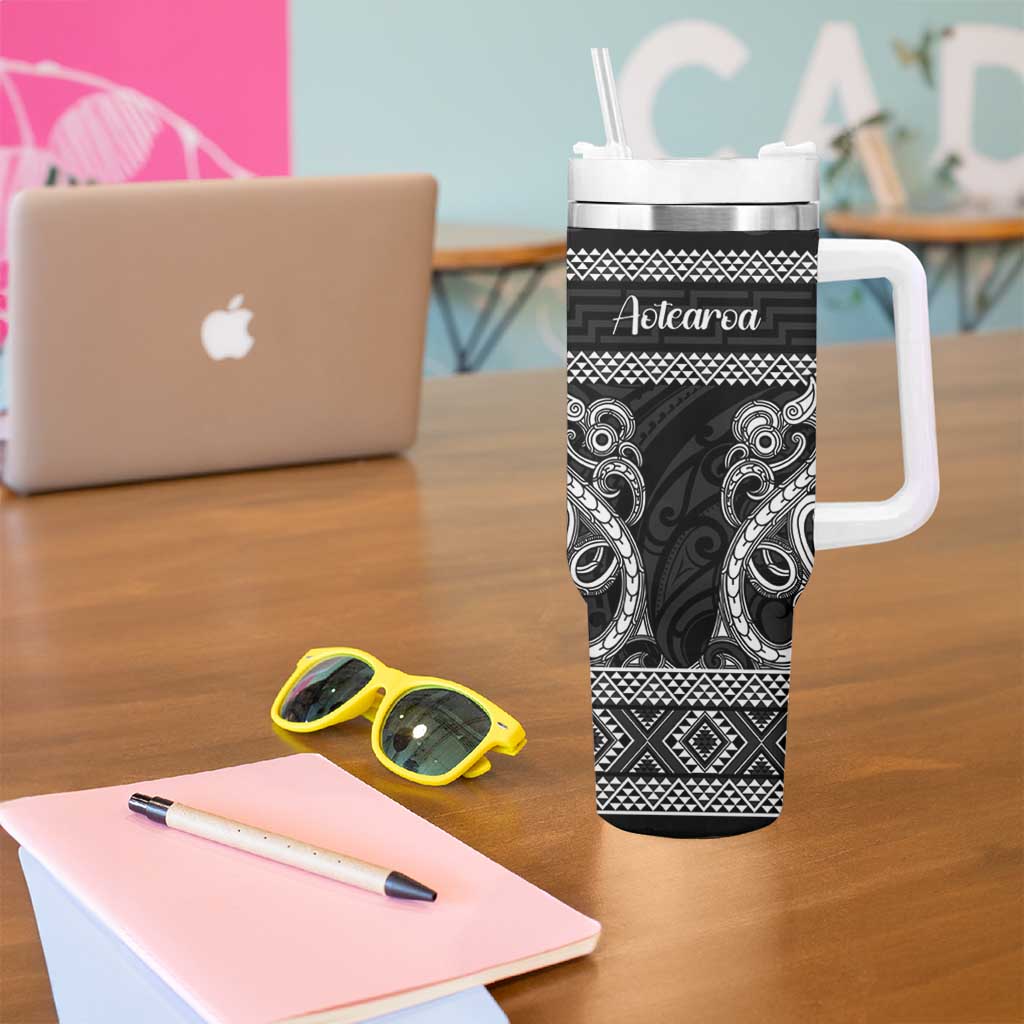 Kia Ora New Zealand Tumbler With Handle Maori Language Week Pango Taniko Motif - Polynesian Pride