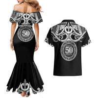 Kia Kaha Te Reo Maori New Zealand Couples Matching Mermaid Dress and Hawaiian Shirt 50th Anniversary Ake Ake Ake LT14 - Polynesian Pride