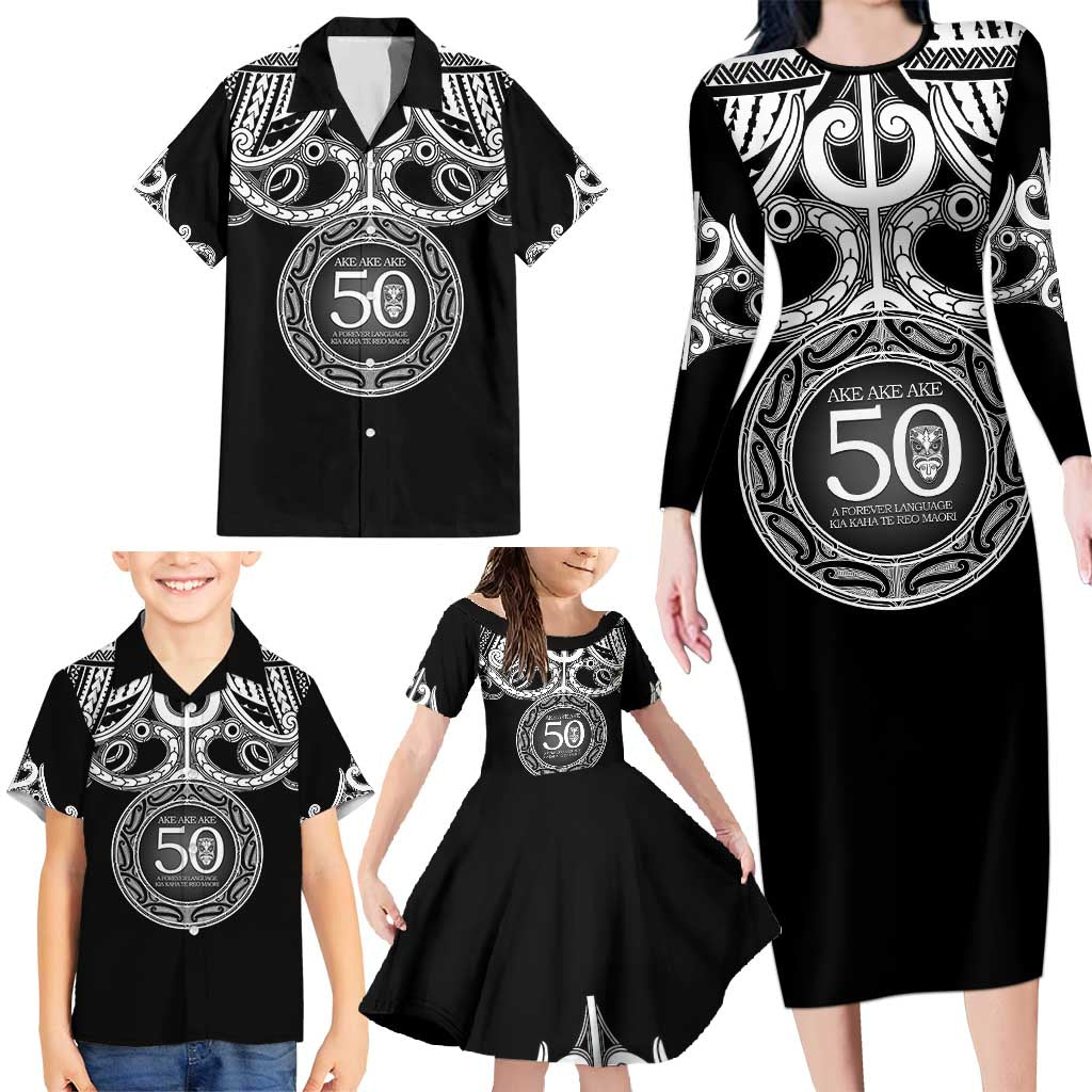 Kia Kaha Te Reo Maori New Zealand Family Matching Long Sleeve Bodycon Dress and Hawaiian Shirt 50th Anniversary Ake Ake Ake LT14 - Polynesian Pride