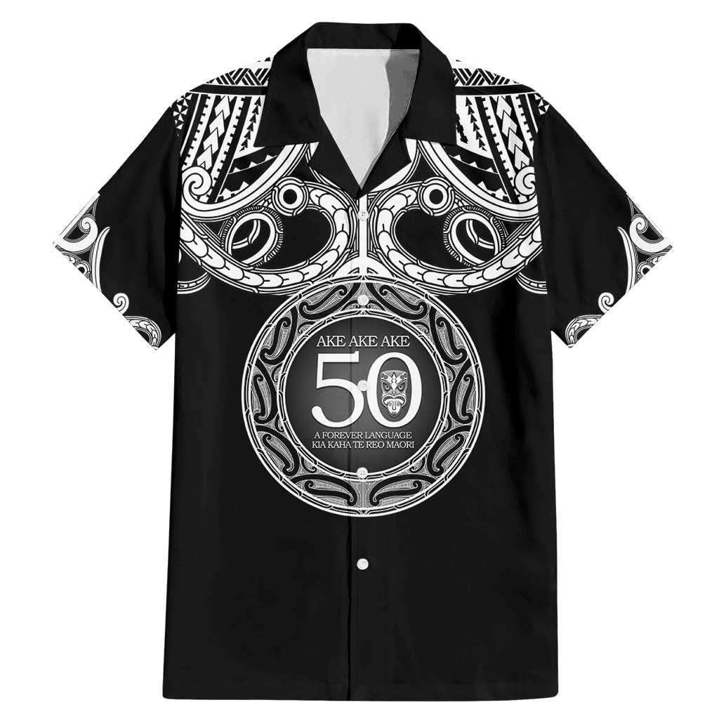 Kia Kaha Te Reo Maori New Zealand Family Matching Mermaid Dress and Hawaiian Shirt 50th Anniversary Ake Ake Ake LT14 Dad's Shirt - Short Sleeve Black - Polynesian Pride