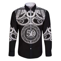 Kia Kaha Te Reo Maori New Zealand Family Matching Mermaid Dress and Hawaiian Shirt 50th Anniversary Ake Ake Ake LT14 Dad's Shirt - Long Sleeve Black - Polynesian Pride