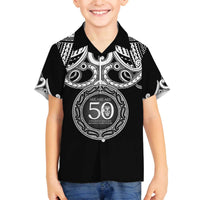 Kia Kaha Te Reo Maori New Zealand Family Matching Off The Shoulder Long Sleeve Dress and Hawaiian Shirt 50th Anniversary Ake Ake Ake LT14 Son's Shirt Black - Polynesian Pride
