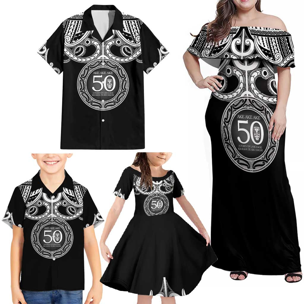 Kia Kaha Te Reo Maori New Zealand Family Matching Off Shoulder Maxi Dress and Hawaiian Shirt 50th Anniversary Ake Ake Ake LT14 - Polynesian Pride
