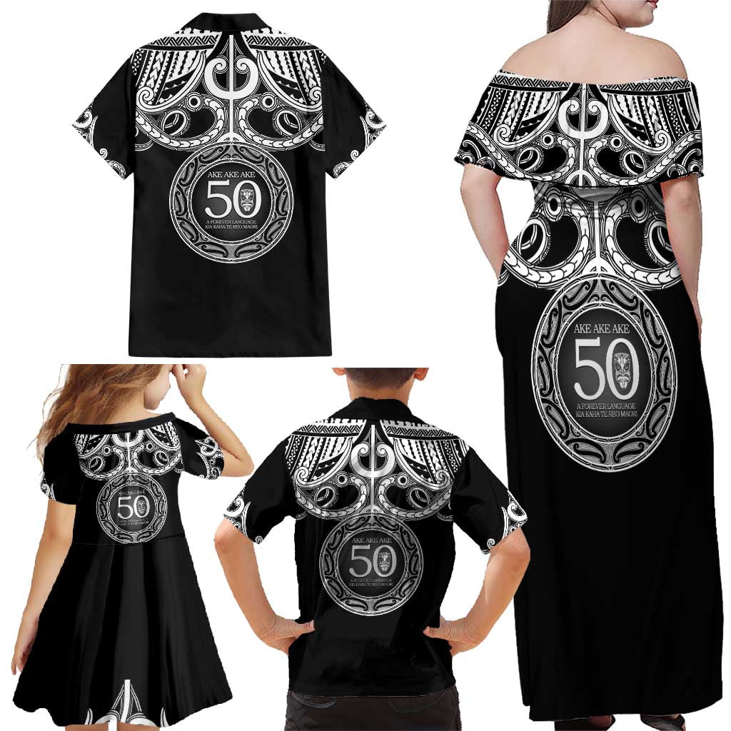 Kia Kaha Te Reo Maori New Zealand Family Matching Off Shoulder Maxi Dress and Hawaiian Shirt 50th Anniversary Ake Ake Ake LT14 - Polynesian Pride