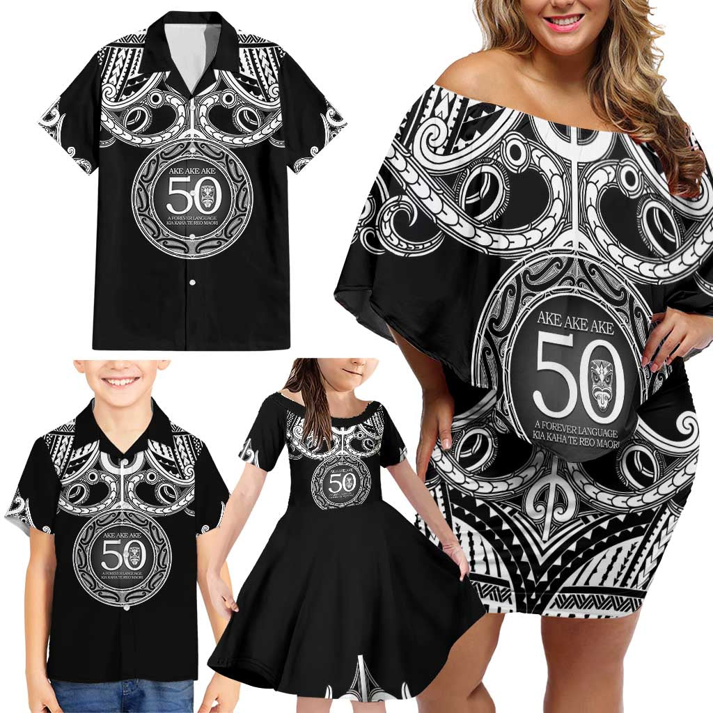 Kia Kaha Te Reo Maori New Zealand Family Matching Off Shoulder Short Dress and Hawaiian Shirt 50th Anniversary Ake Ake Ake LT14 - Polynesian Pride