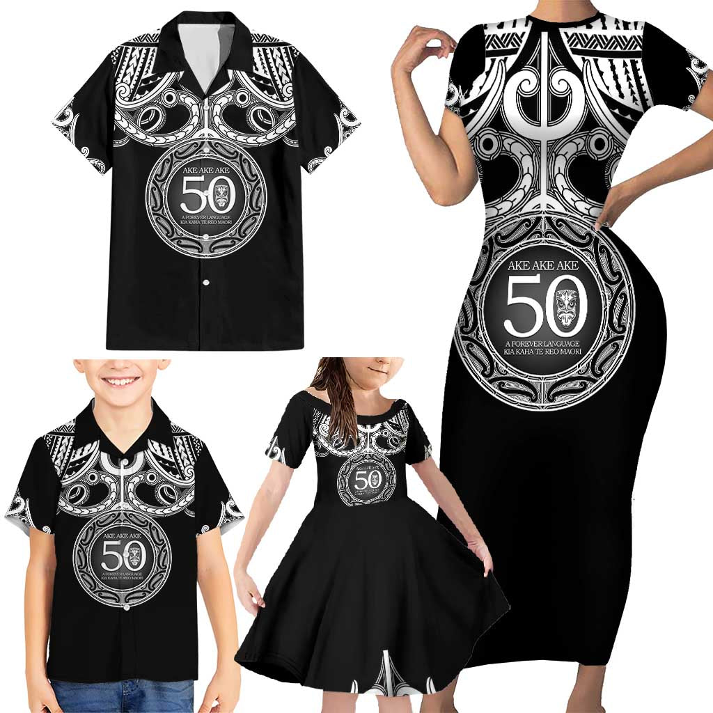 Kia Kaha Te Reo Maori New Zealand Family Matching Short Sleeve Bodycon Dress and Hawaiian Shirt 50th Anniversary Ake Ake Ake LT14 - Polynesian Pride