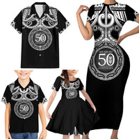 Kia Kaha Te Reo Maori New Zealand Family Matching Short Sleeve Bodycon Dress and Hawaiian Shirt 50th Anniversary Ake Ake Ake LT14 - Polynesian Pride