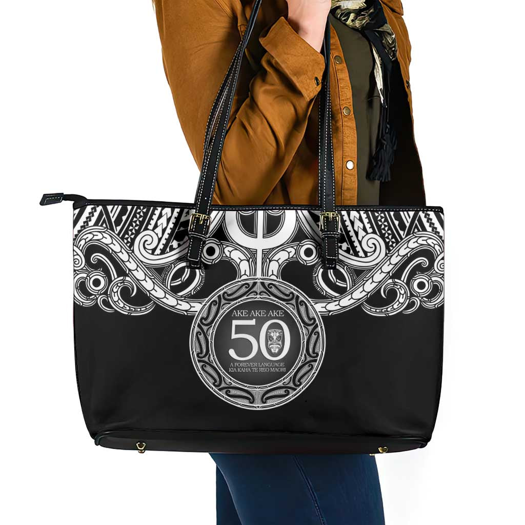Kia Kaha Te Reo Maori New Zealand Leather Tote Bag 50th Anniversary Ake Ake Ake - Polynesian Pride