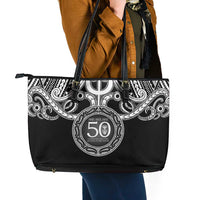 Kia Kaha Te Reo Maori New Zealand Leather Tote Bag 50th Anniversary Ake Ake Ake - Polynesian Pride