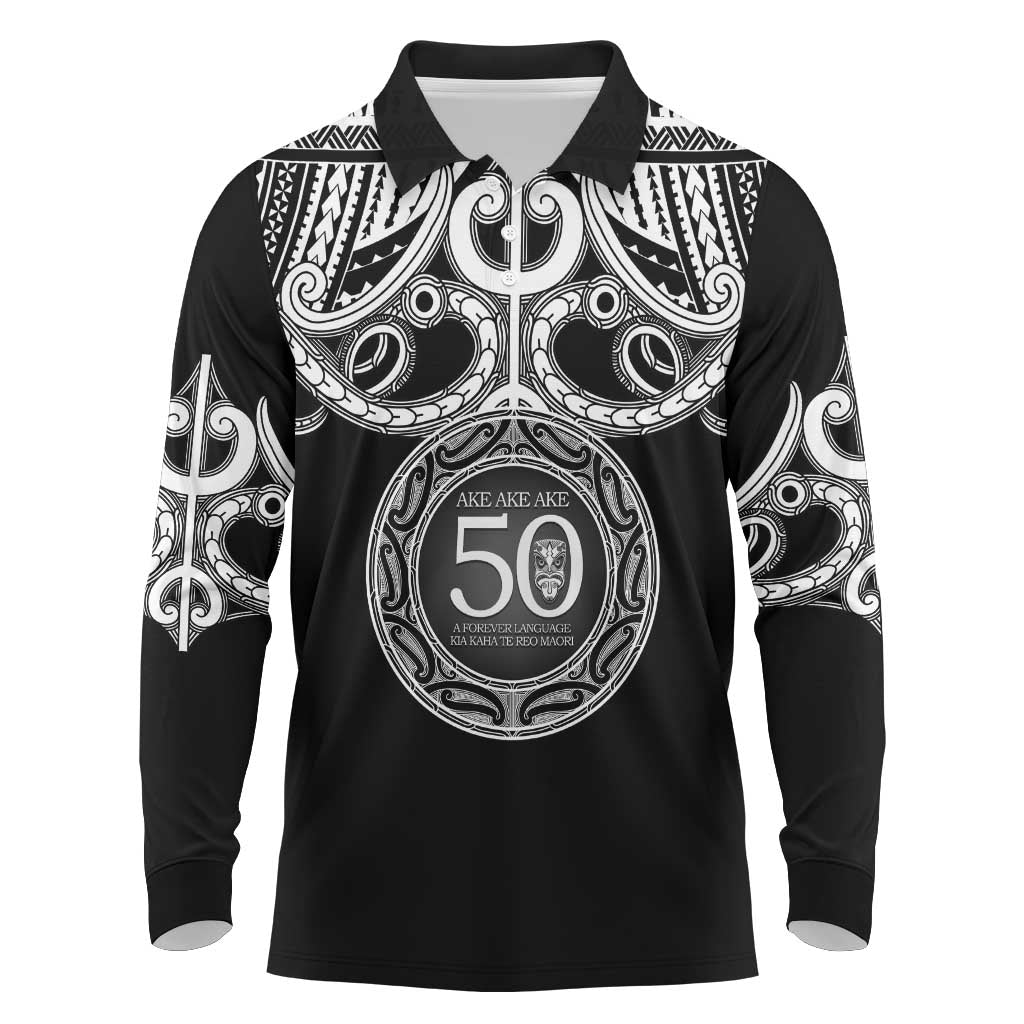 Kia Kaha Te Reo Maori New Zealand Long Sleeve Polo Shirt 50th Anniversary Ake Ake Ake - Polynesian Pride