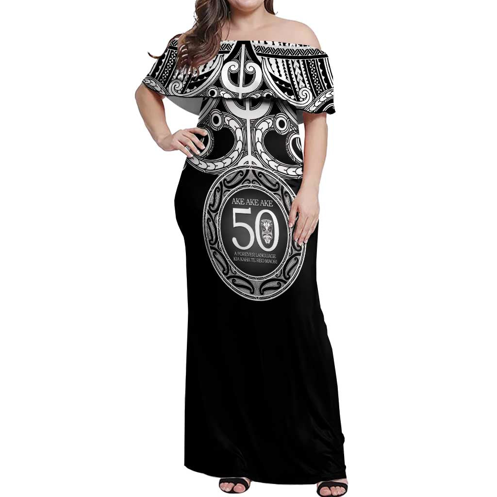 Kia Kaha Te Reo Maori New Zealand Off Shoulder Maxi Dress 50th Anniversary Ake Ake Ake - Polynesian Pride