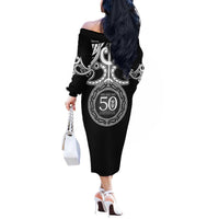 Kia Kaha Te Reo Maori New Zealand Off The Shoulder Long Sleeve Dress 50th Anniversary Ake Ake Ake LT14 - Polynesian Pride