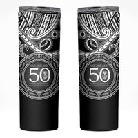 Kia Kaha Te Reo Maori New Zealand Skinny Tumbler 50th Anniversary Ake Ake Ake LT14 Black - Polynesian Pride
