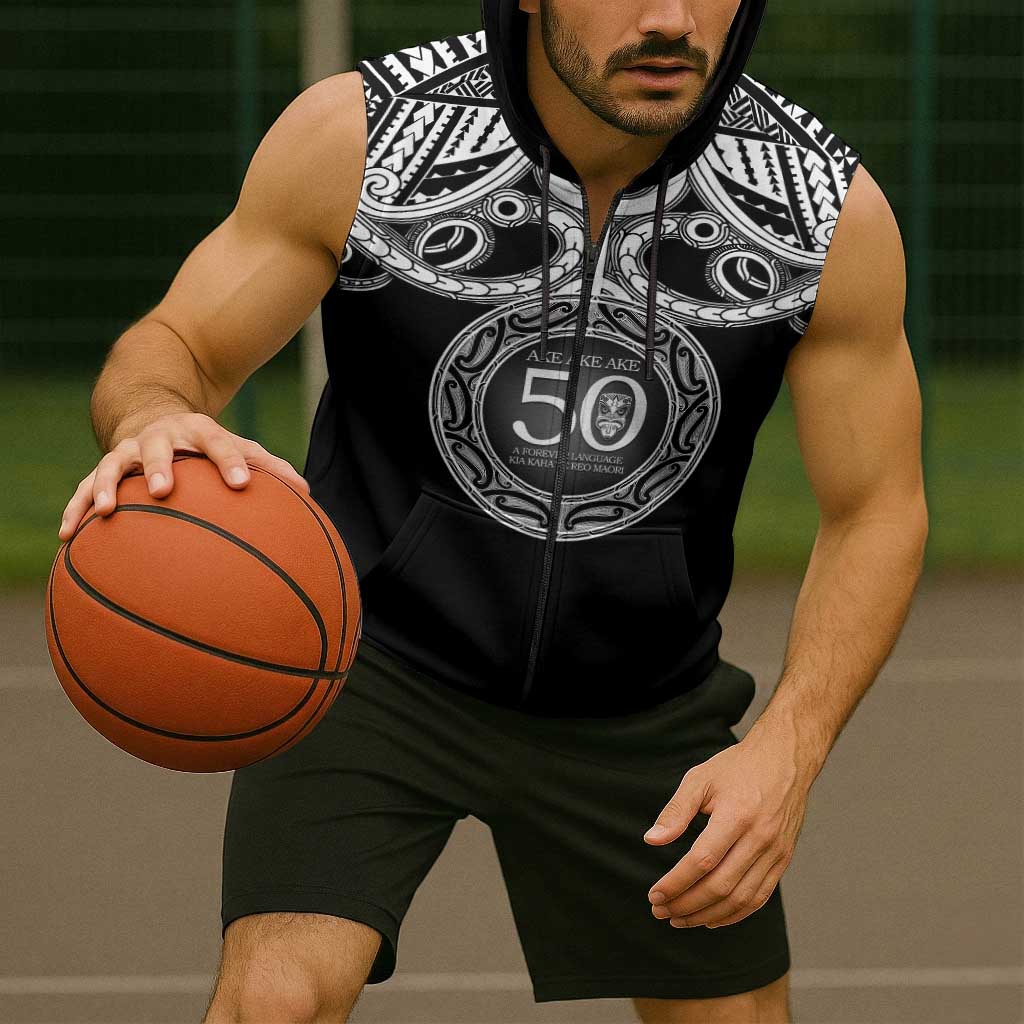 Kia Kaha Te Reo Maori New Zealand Sleeveless Zip Hoodie 50th Anniversary Ake Ake Ake - Polynesian Pride
